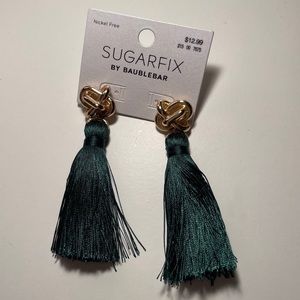Dark Green Tassel Earrings